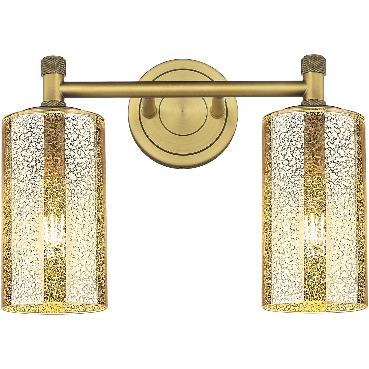 Innovations Lighting 434-2W-BB-G434-7ME Downtown Urban Crown Point 2 Light 13.88 inch Brushed Brass Bath Vanity Light Wall Light in Mercury