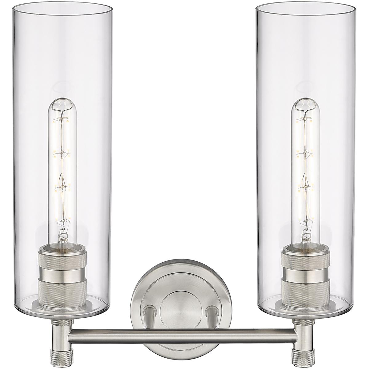 Innovations Lighting 434-2W-SN-G434-12CL Crown Point 2 Light 13.88 inch Satin Nickel Bath Vanity Light Wall Light in Clear Glass