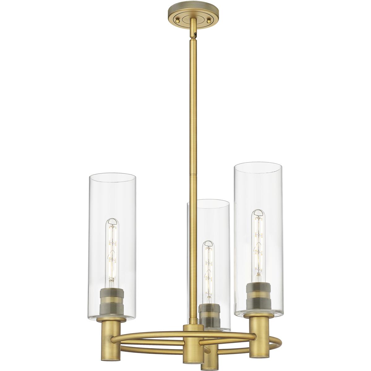 Innovations Lighting 434-3CR-BB-G434-12CL Crown Point 3 Light 18 inch Brushed Brass Pendant Ceiling Light in Clear Glass