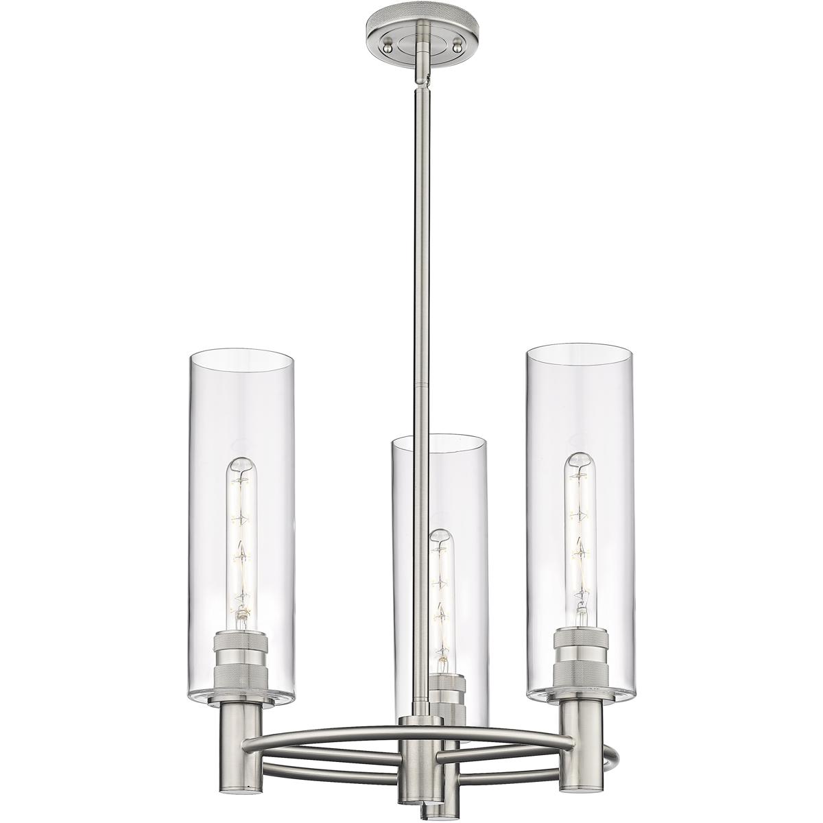 Innovations Lighting 434-3CR-SN-G434-12CL Crown Point 3 Light 18 inch Satin Nickel Pendant Ceiling Light in Clear Glass