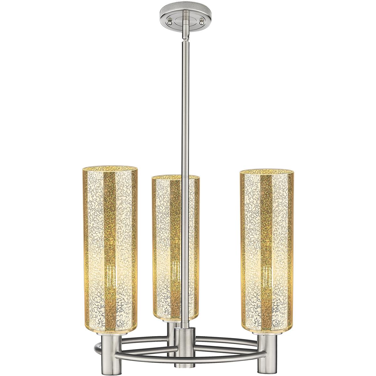 Innovations Lighting 434-3CR-SN-G434-12ME Crown Point 3 Light 18 inch Satin Nickel Pendant Ceiling Light in Mercury Glass