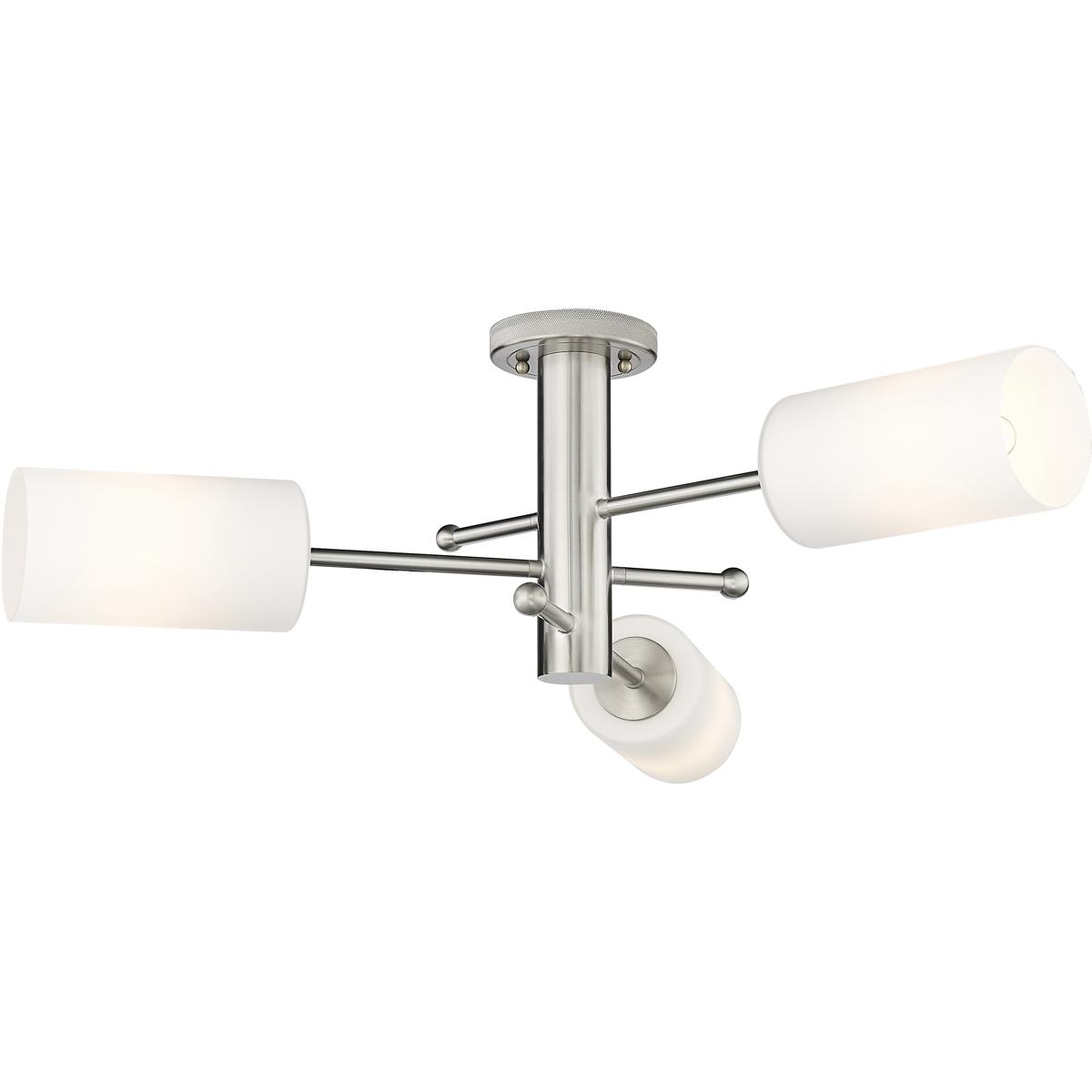 Innovations Lighting 434-3F-SN-G434-7WH Crown Point 3 Light 29.38 inch Satin Nickel Flush Mount Ceiling Light in Matte White Glass