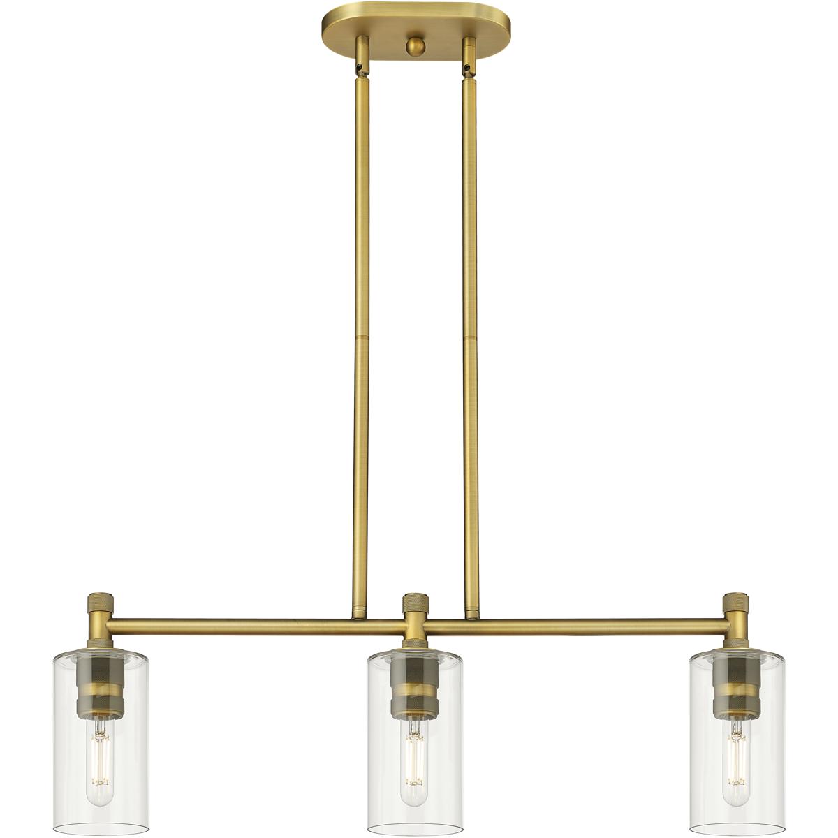 Innovations Lighting 434-3I-BB-G434-7CL Downtown Urban Crown Point Island Light Ceiling Light in Brushed Brass, Clear