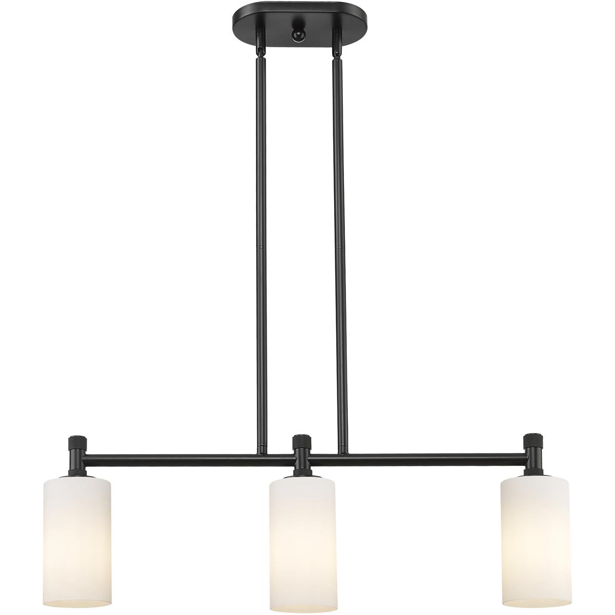 Innovations Lighting 434-3I-BK-G434-7WH Downtown Urban Crown Point Island Light Ceiling Light in Matte Black, Matte White