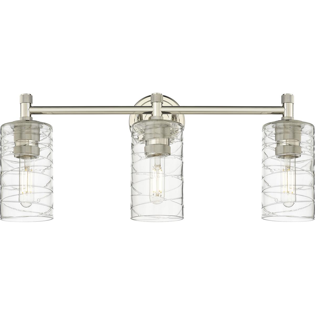 Innovations Lighting 434-3W-PN-G434-7DE Downtown Urban Crown Point 3 Light 23.88 inch Polished Nickel Bath Vanity Light Wall Light in Deco Swirl