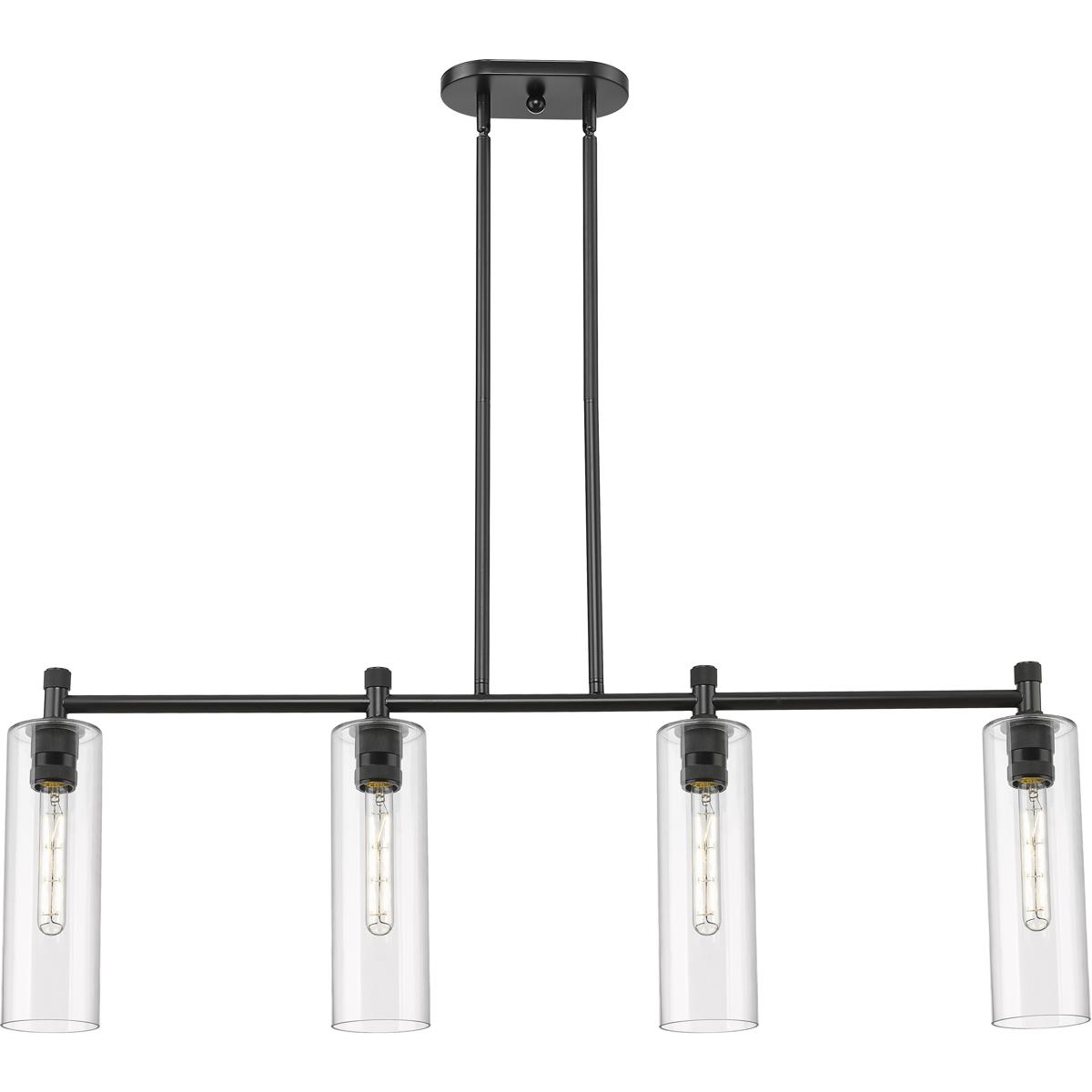 Innovations Lighting 434-4I-BK-G434-12CL Downtown Urban Crown Point Island Light Ceiling Light in Matte Black, Clear