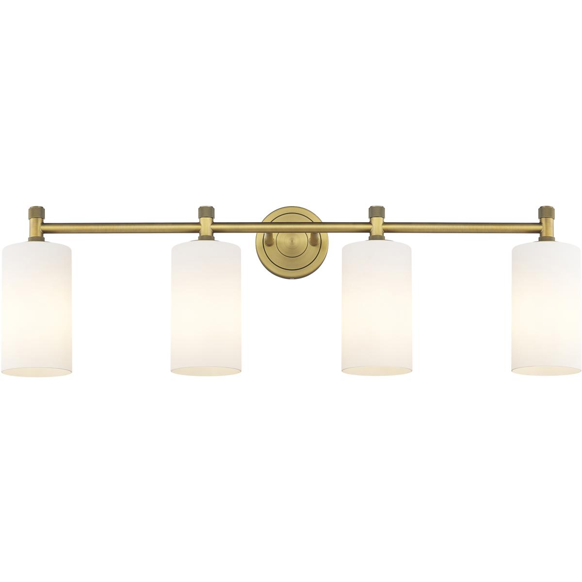Innovations Lighting 434-4W-BB-G434-7WH Crown Point 4 Light 33.88 inch Brushed Brass Bath Vanity Light Wall Light in Matte White Glass