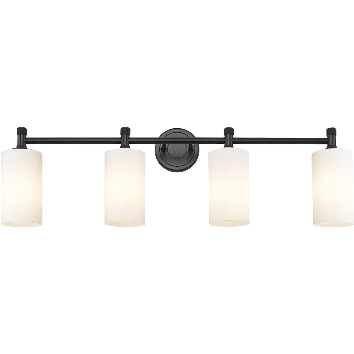Innovations Lighting 434-4W-BK-G434-7WH Crown Point 4 Light 33.88 inch Matte Black Bath Vanity Light Wall Light in Matte White Glass