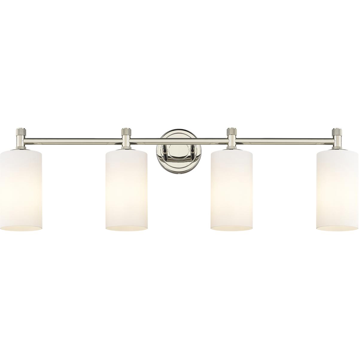 Innovations Lighting 434-4W-PN-G434-7WH Crown Point 4 Light 33.88 inch Polished Nickel Bath Vanity Light Wall Light in Matte White Glass