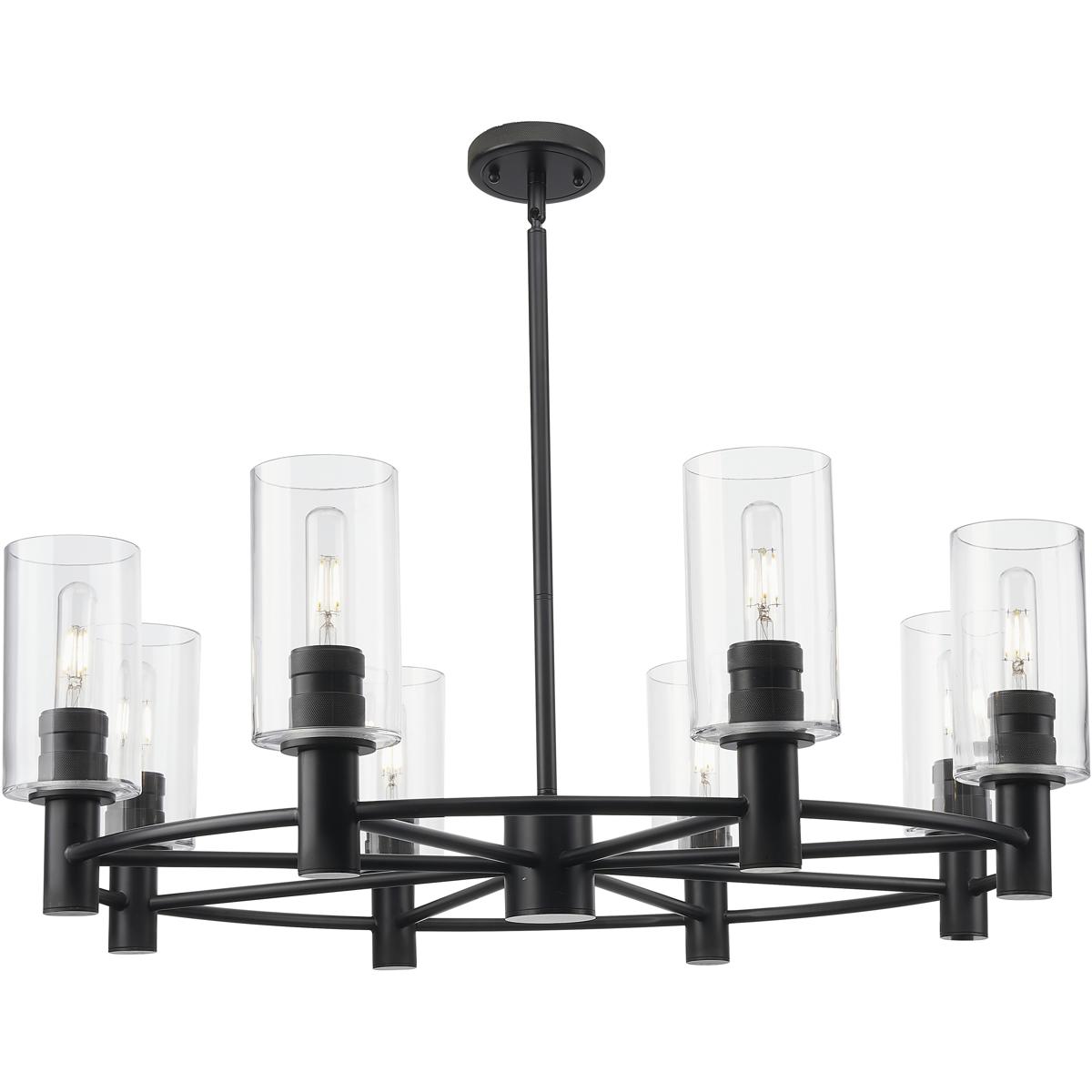Innovations Lighting 434-8CR-BK-G434-7CL Crown Point 8 Light 32 inch Matte Black Chandelier Ceiling Light in Clear Glass