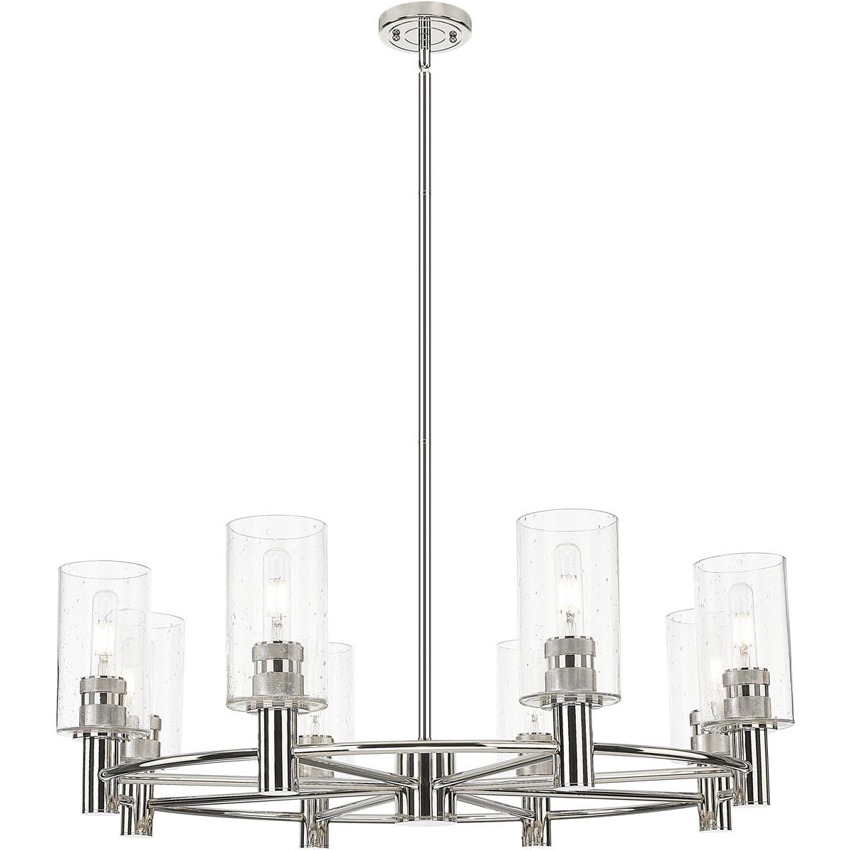 Innovations Lighting 434-8CR-PN-G434-7SDY Crown Point 8 Light 32 inch Polished Nickel Chandelier Ceiling Light in Seedy Glass