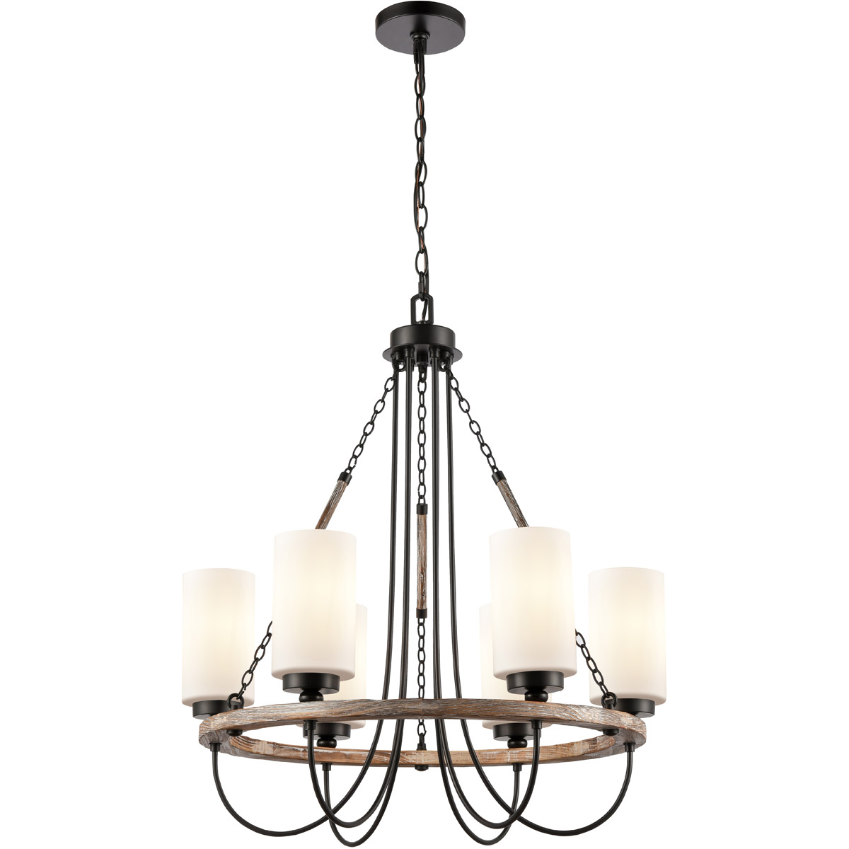 Innovations Lighting 442-6CR-BK-W Paladin 6 Light 25 inch Matte Black Chandelier Ceiling Light