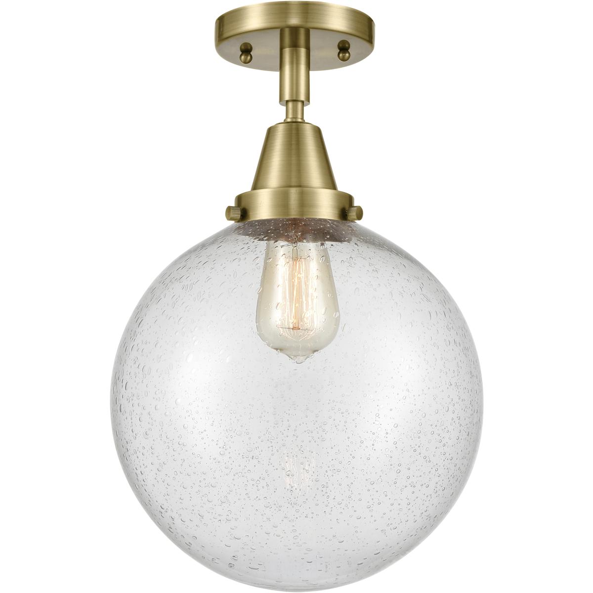 Innovations Lighting 447-1C-AB-G204-10 Downtown Urban Beacon 1 Light 10 inch Antique Brass Flush Mount Ceiling Light in Incandescent, Seedy