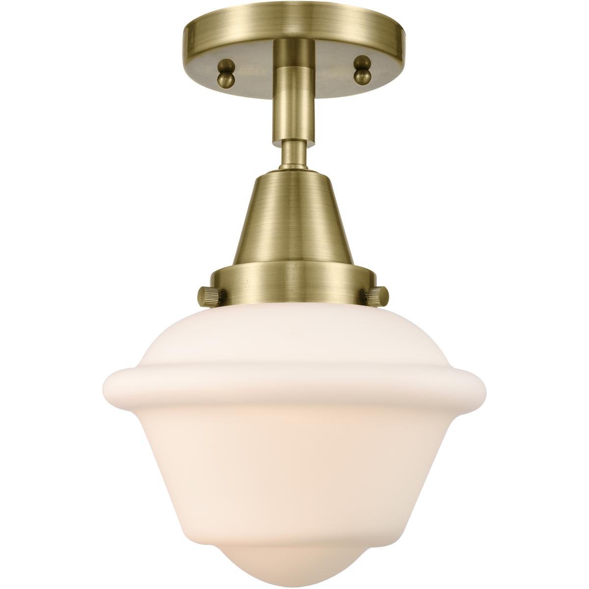 Innovations Lighting 447-1C-AB-G531-LED Franklin Restoration Small Oxford LED 7.5 inch Antique Brass Flush Mount Ceiling Light in Matte White Glass