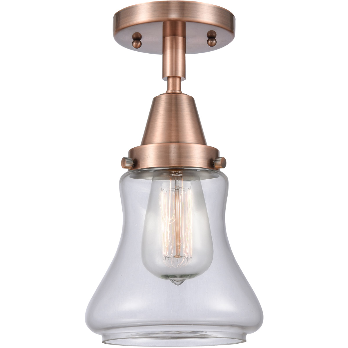 Innovations Lighting 447-1C-AC-G192 Franklin Restoration Bellmont 1 Light 6 inch Antique Copper Flush Mount Ceiling Light in Clear Glass
