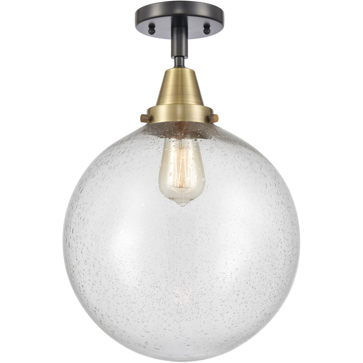 Innovations Lighting 447-1C-BAB-G204-12-LED Beacon LED 12 inch Black Antique Brass Flush Mount Ceiling Light in Seedy Glass