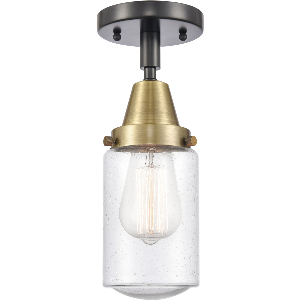 Innovations Lighting 447-1C-BAB-G314 Franklin Restoration Dover 1 Light 4.5 inch Black Antique Brass Flush Mount Ceiling Light in Seedy Glass