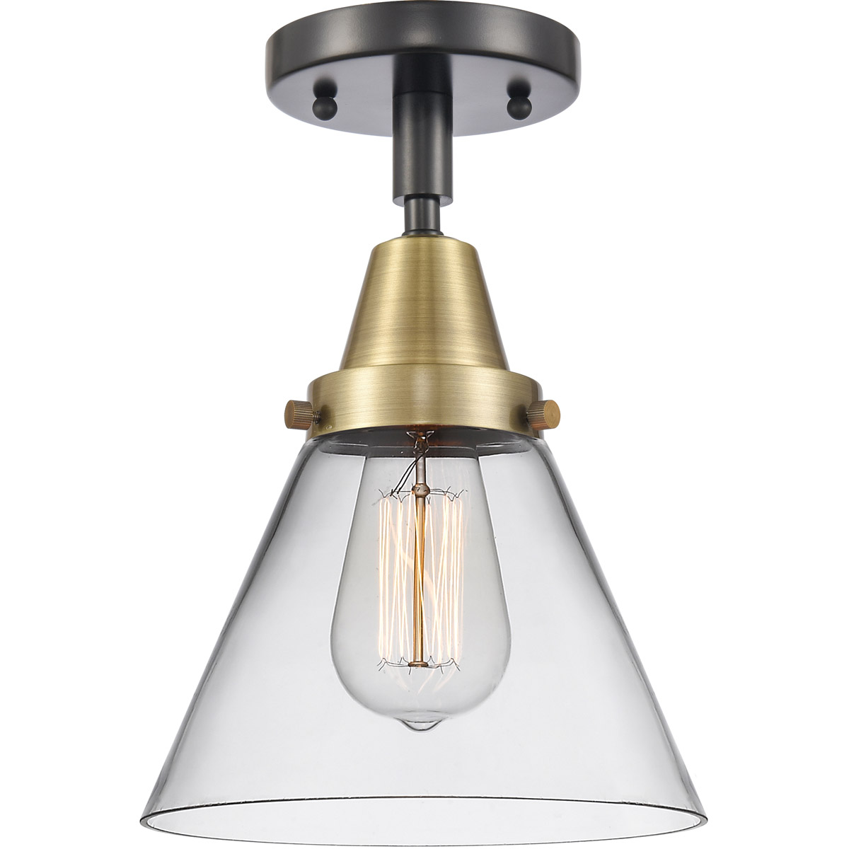 Innovations Lighting 447-1C-BAB-G42-L-LED Franklin Restoration X-Large Cone LED 12 inch Black Antique Brass Flush Mount Ceiling Light in Clear Glass