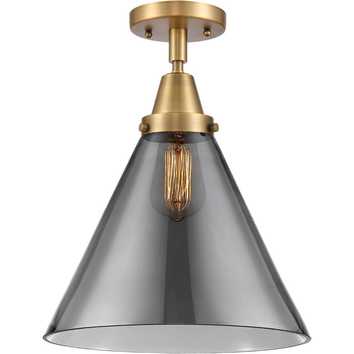 Innovations Lighting 447-1C-BB-G43-L Franklin Restoration X-Large Cone 1 Light 12 inch Brushed Brass Flush Mount Ceiling Light in Light Smoke Glass