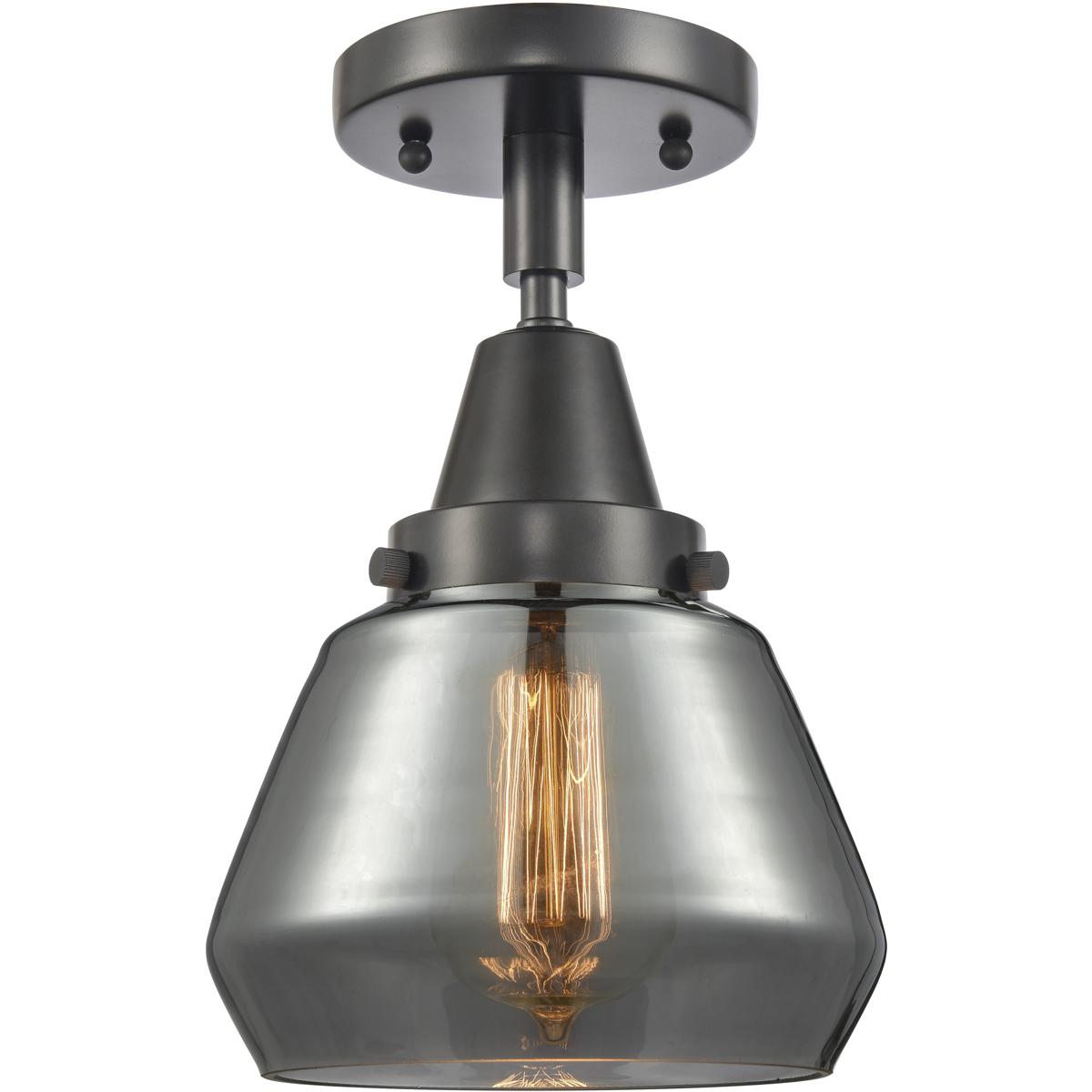 Innovations Lighting 447-1C-BK-G173 Franklin Restoration Fulton 1 Light 7 inch Matte Black Flush Mount Ceiling Light in Plated Smoke Glass