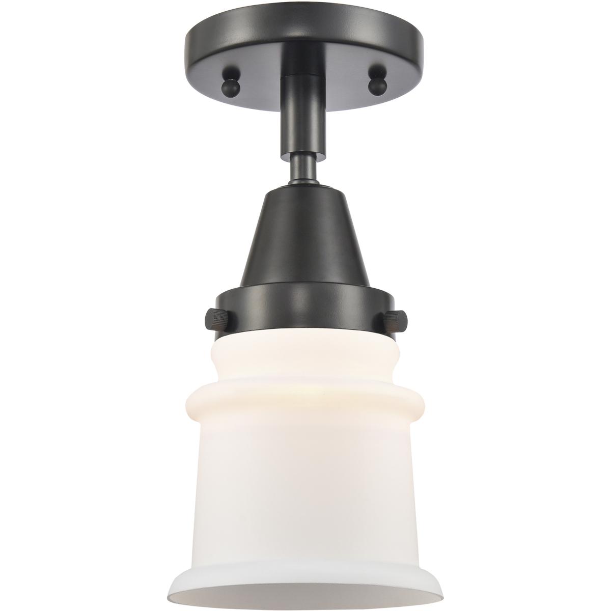 Innovations Lighting 447-1C-BK-G181S Franklin Restoration Small Canton 1 Light 6 inch Matte Black Flush Mount Ceiling Light in Matte White Glass