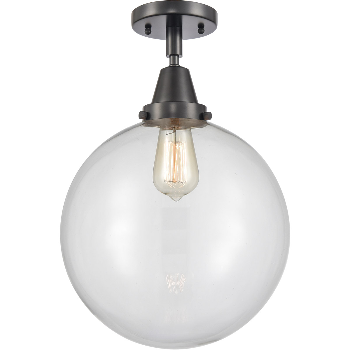 Innovations Lighting 447-1C-BK-G202-12 Beacon 1 Light 12 inch Matte Black Flush Mount Ceiling Light in Clear Glass
