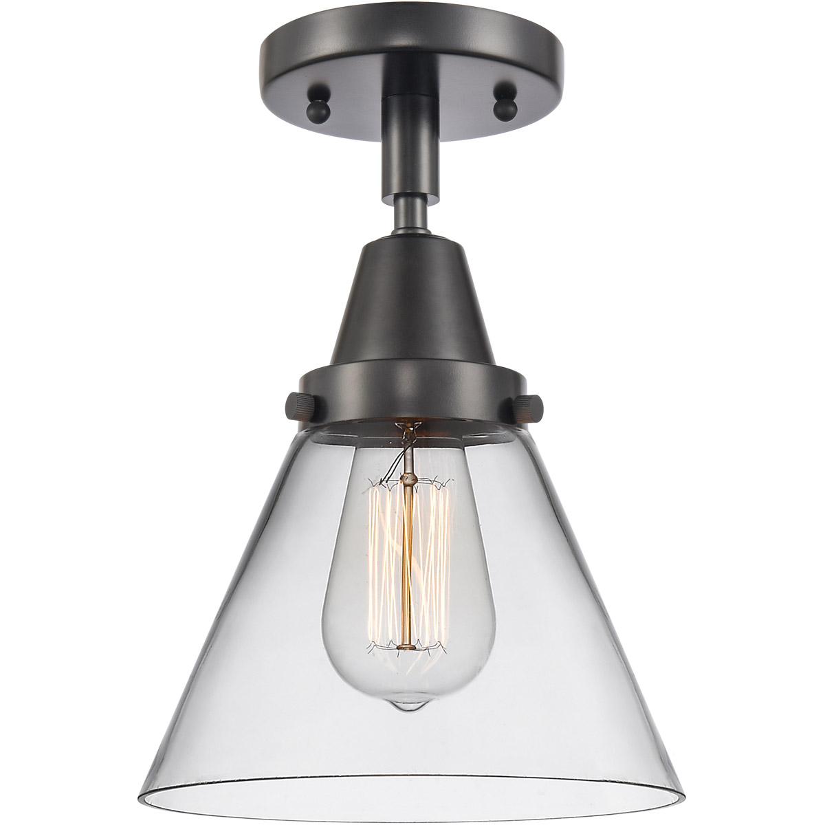 Innovations Lighting 447-1C-BK-G42 Franklin Restoration Large Cone 1 Light 8 inch Matte Black Flush Mount Ceiling Light in Clear Glass