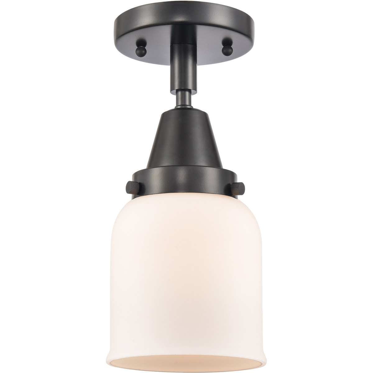 Innovations Lighting 447-1C-BK-G51-LED Franklin Restoration Small Bell LED 5 inch Matte Black Flush Mount Ceiling Light in Matte White Glass