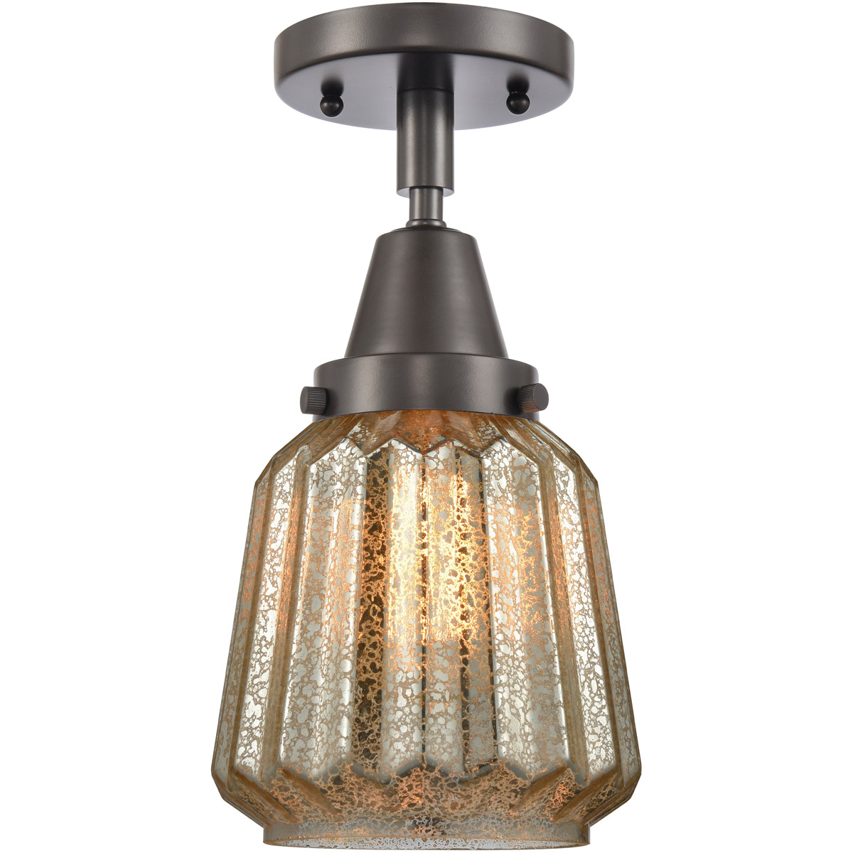 Innovations Lighting 447-1C-OB-G146 Franklin Restoration Chatham 1 Light 6 inch Oil Rubbed Bronze Flush Mount Ceiling Light in Mercury Glass