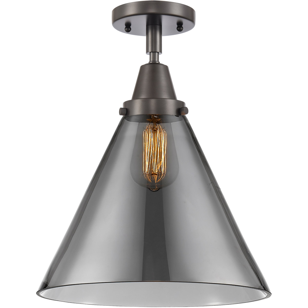 Innovations Lighting 447-1C-OB-G43-L Franklin Restoration X-Large Cone 1 Light 12 inch Oil Rubbed Bronze Flush Mount Ceiling Light in Light Smoke Glas
