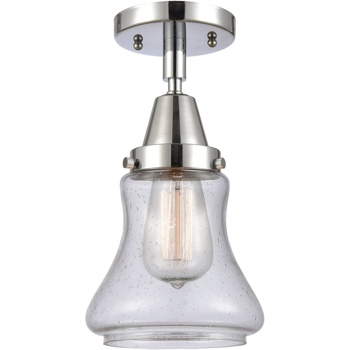 Innovations Lighting 447-1C-PC-G194-LED Franklin Restoration Bellmont LED 6 inch Polished Chrome Flush Mount Ceiling Light in Seedy Glass