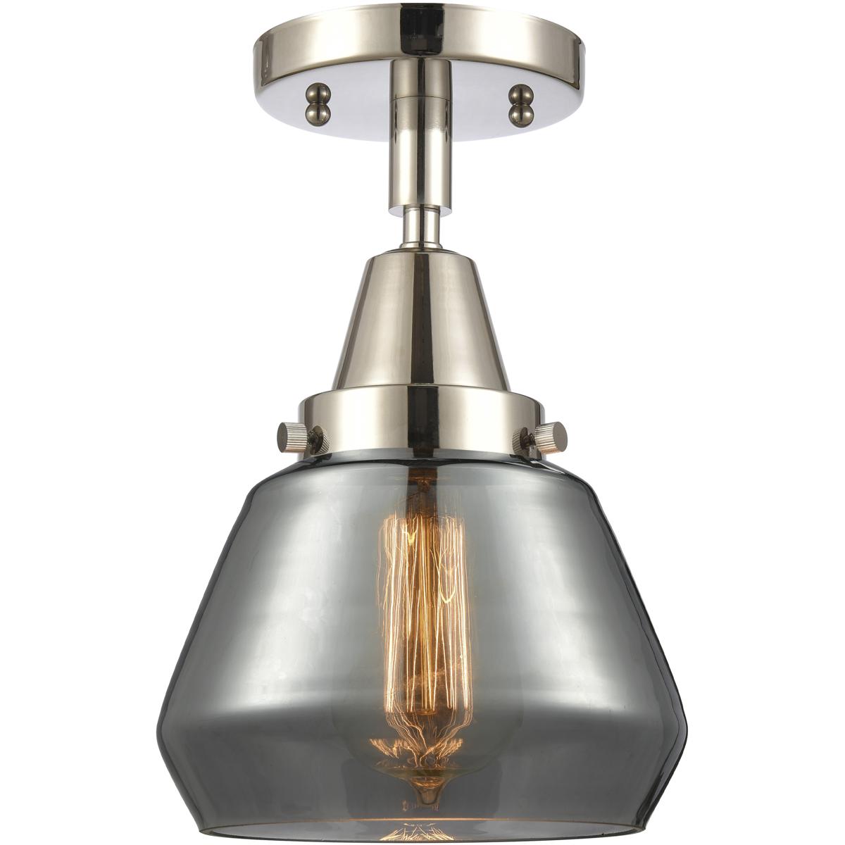 Innovations Lighting 447-1C-PN-G173-LED Franklin Restoration Fulton LED 7 inch Polished Nickel Flush Mount Ceiling Light in Plated Smoke Glass