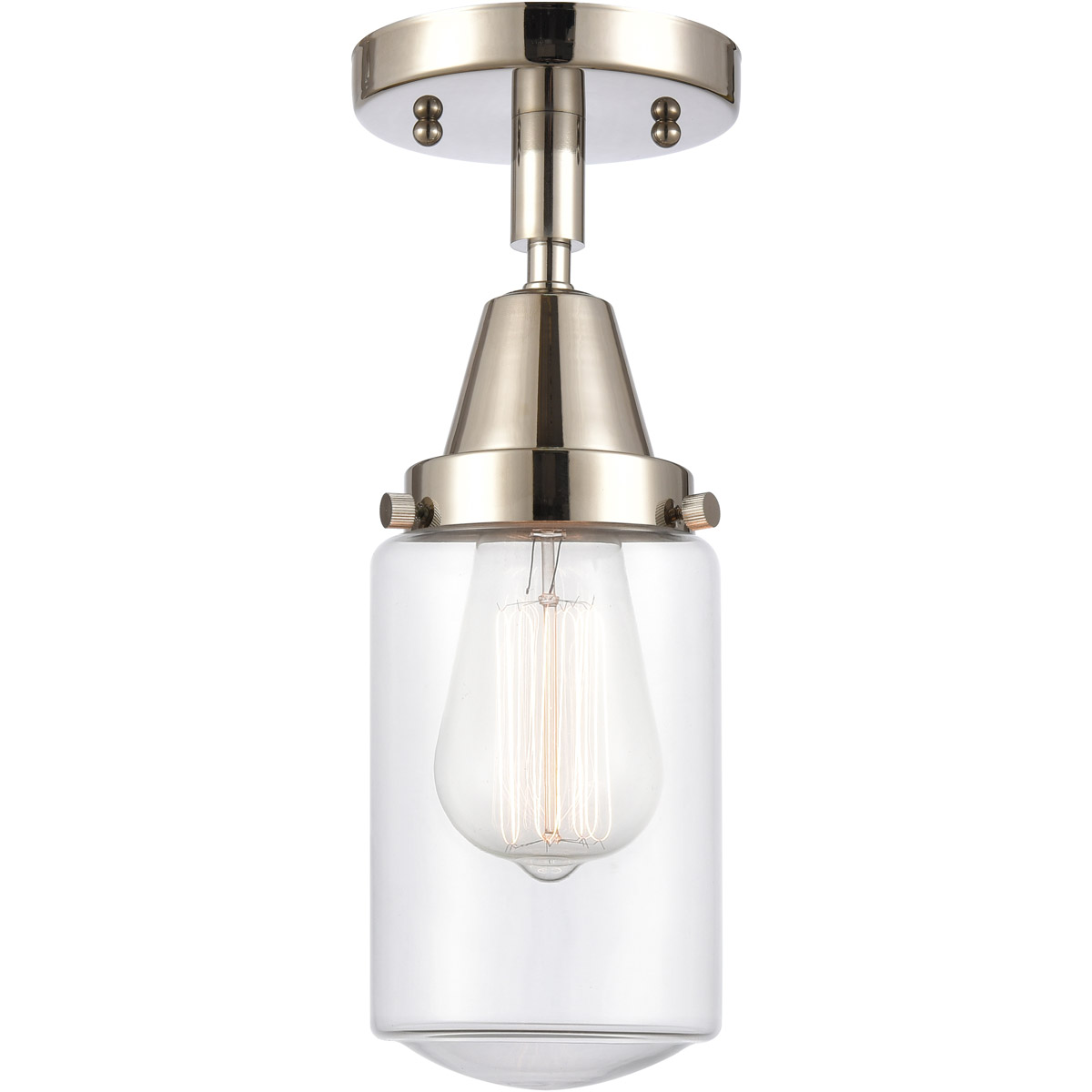 Innovations Lighting 447-1C-PN-G312-LED Franklin Restoration Dover LED 5 inch Polished Nickel Flush Mount Ceiling Light in Clear Glass