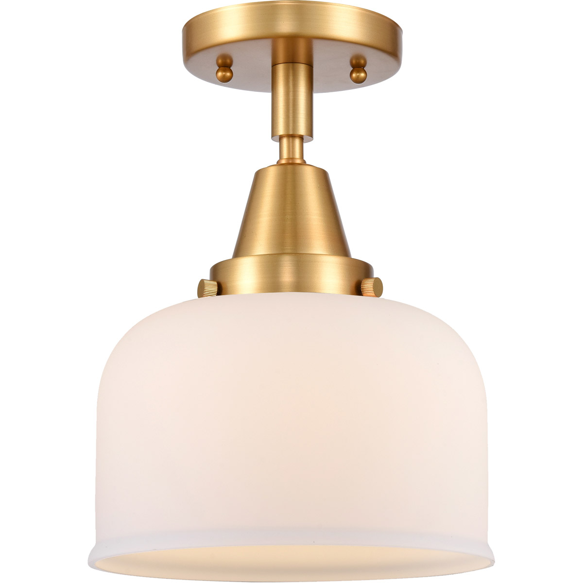 Innovations Lighting 447-1C-SG-G71-L-LED Franklin Restoration X-Large Bell LED 12 inch Satin Gold Flush Mount Ceiling Light in Matte White Glass