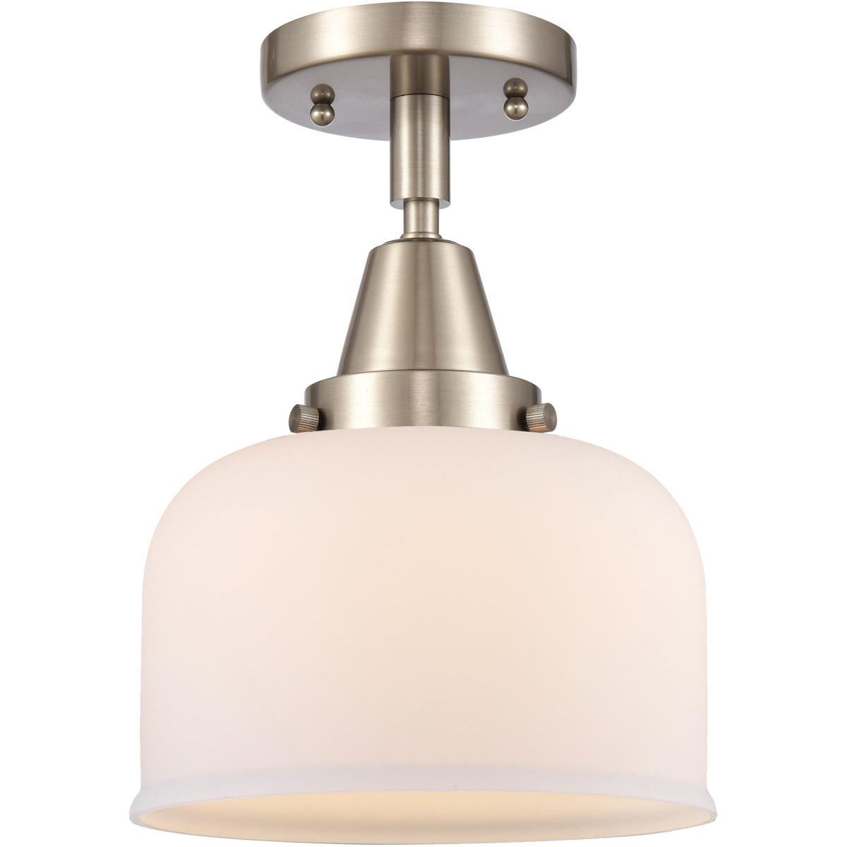 Innovations Lighting 447-1C-SN-G71 Franklin Restoration Large Bell 1 Light 8 inch Brushed Satin Nickel Flush Mount Ceiling Light in Matte White Glass