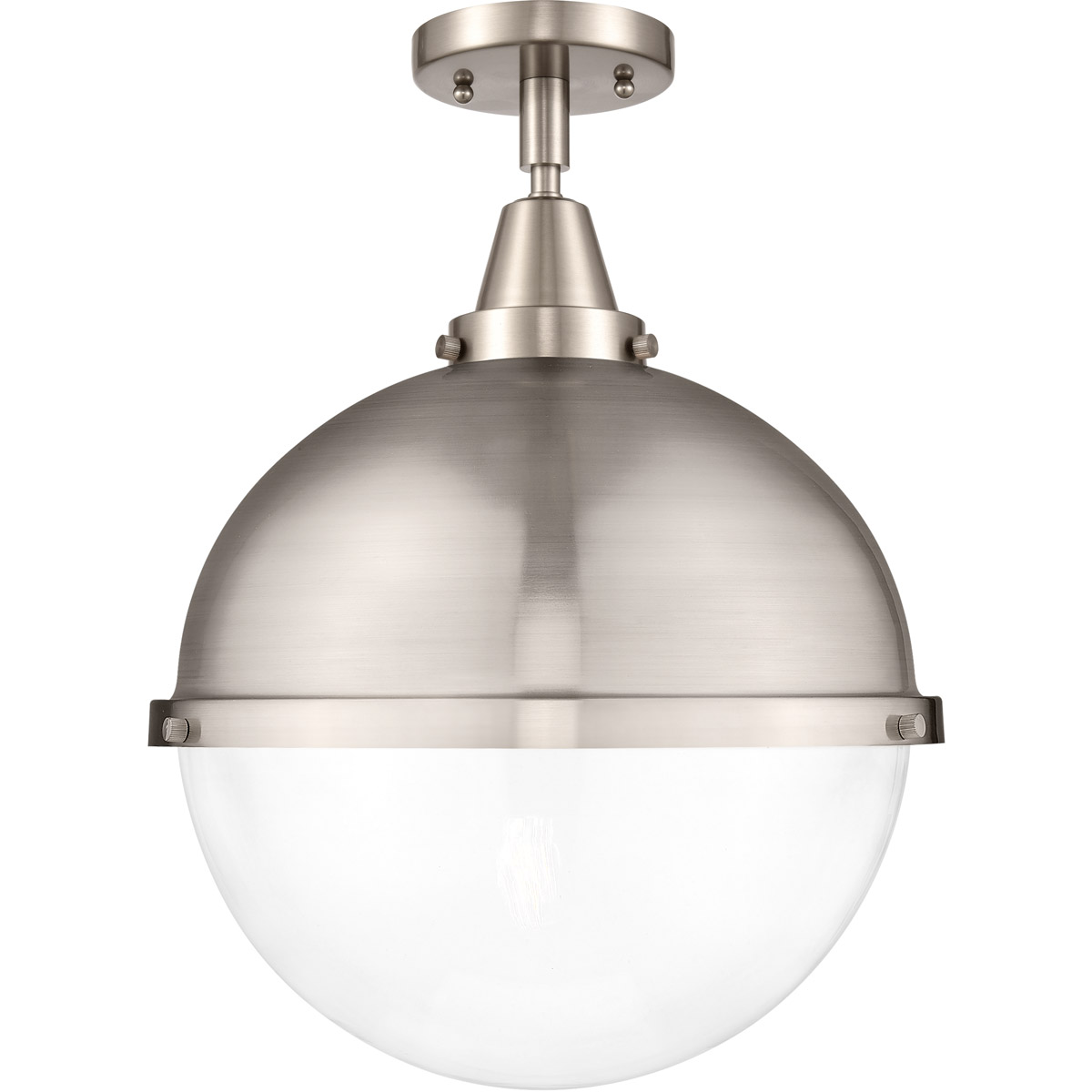 Innovations Lighting 447-1C-SN-HFS-122-SN Franklin Restoration Hampden 1 Light 12.88 inch Brushed Satin Nickel Flush Mount Ceiling Light in Clear Glas