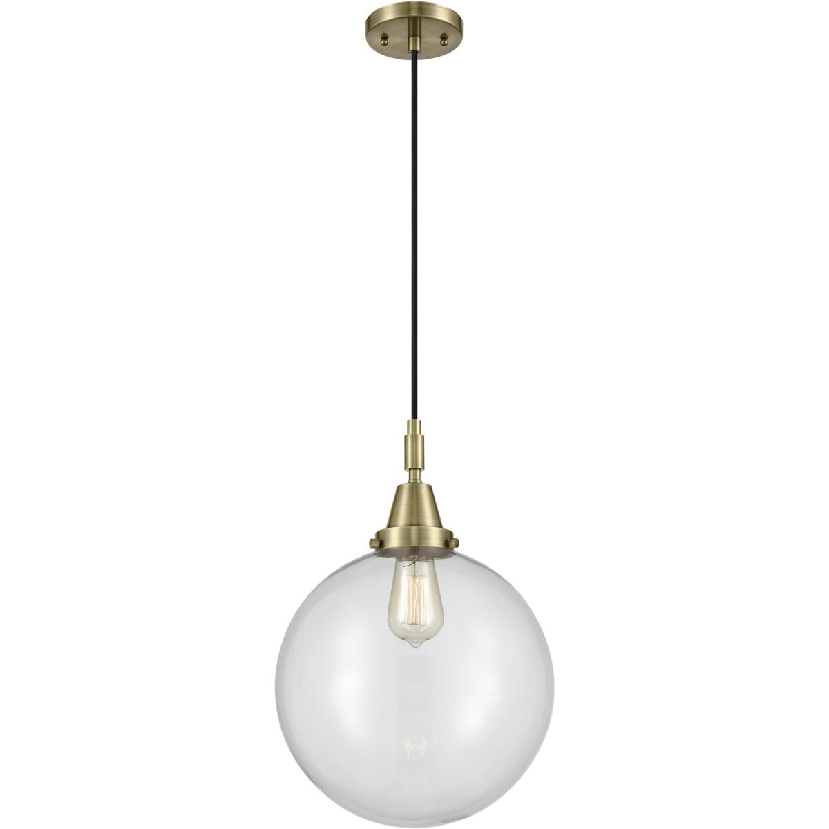 Innovations Lighting 447-1P-AB-G202-12 Beacon 1 Light 12 inch Antique Brass Mini Pendant Ceiling Light in Clear Glass