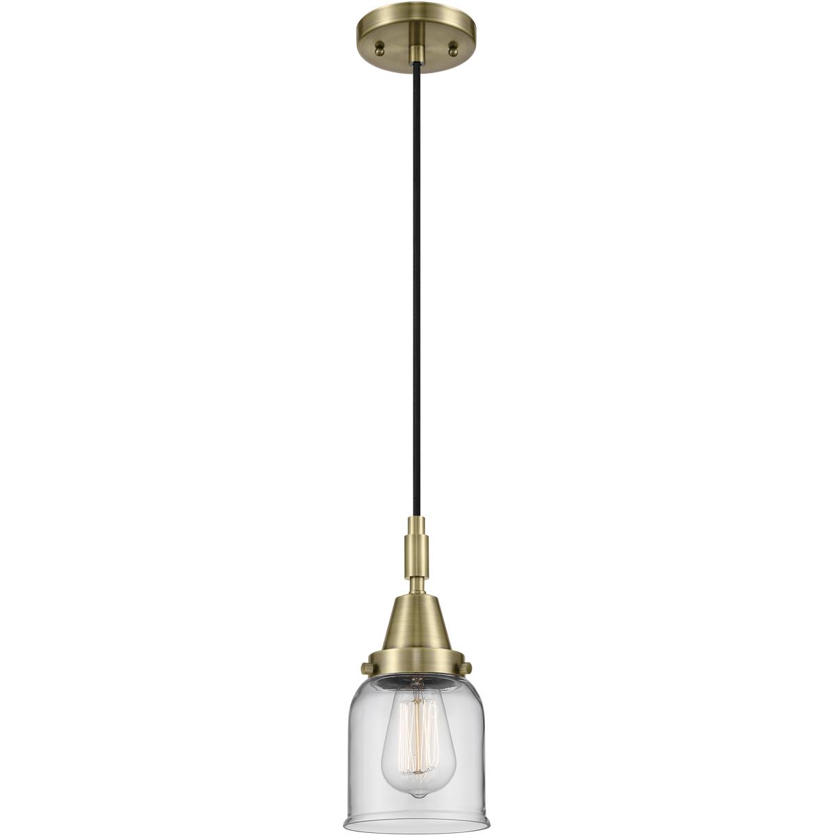 Innovations Lighting 447-1P-AB-G52 Bell 1 Light 5 inch Antique Brass Mini Pendant Ceiling Light in Clear Glass