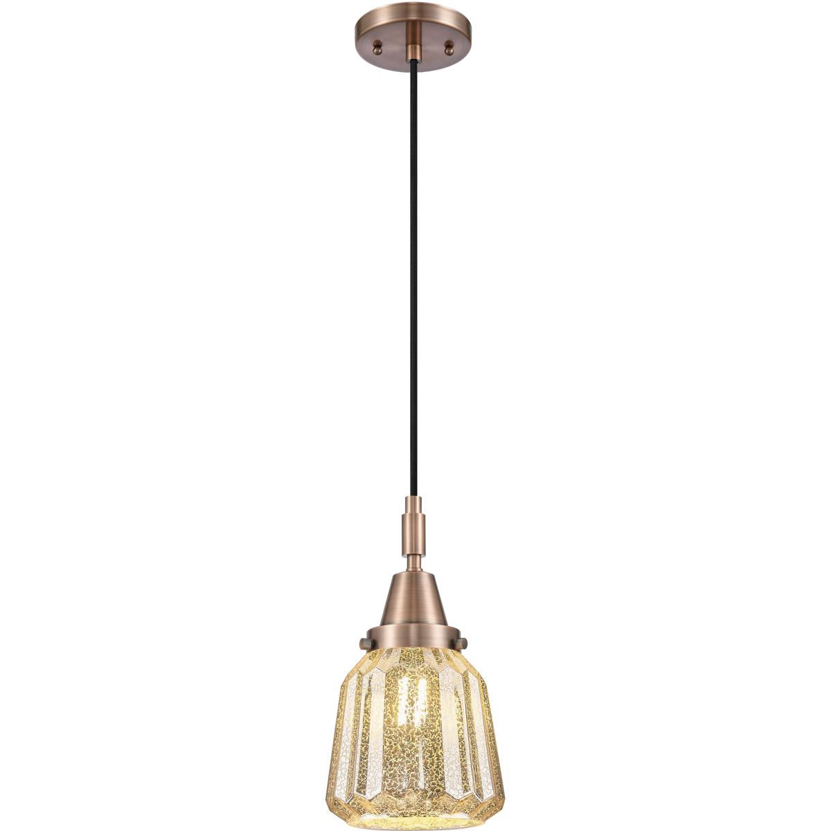 Innovations Lighting 447-1P-AC-G146 Chatham 1 Light 7 inch Antique Copper Mini Pendant Ceiling Light in Mercury Glass
