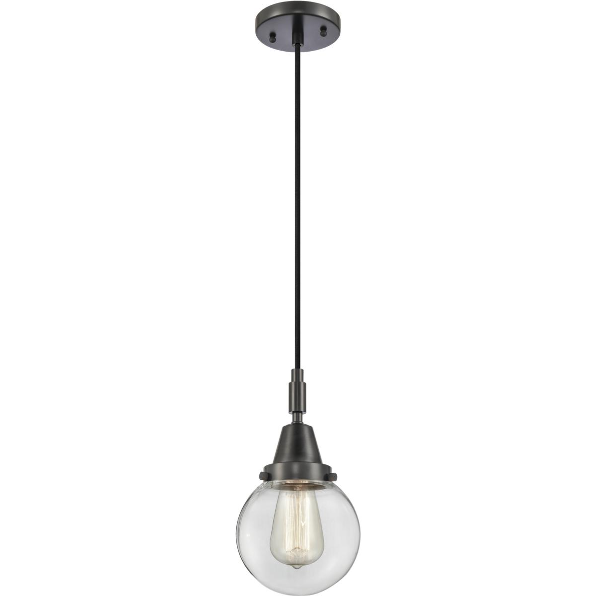 Innovations Lighting 447-1P-BK-G202-6 Beacon 1 Light 6 inch Matte Black Mini Pendant Ceiling Light in Clear Glass