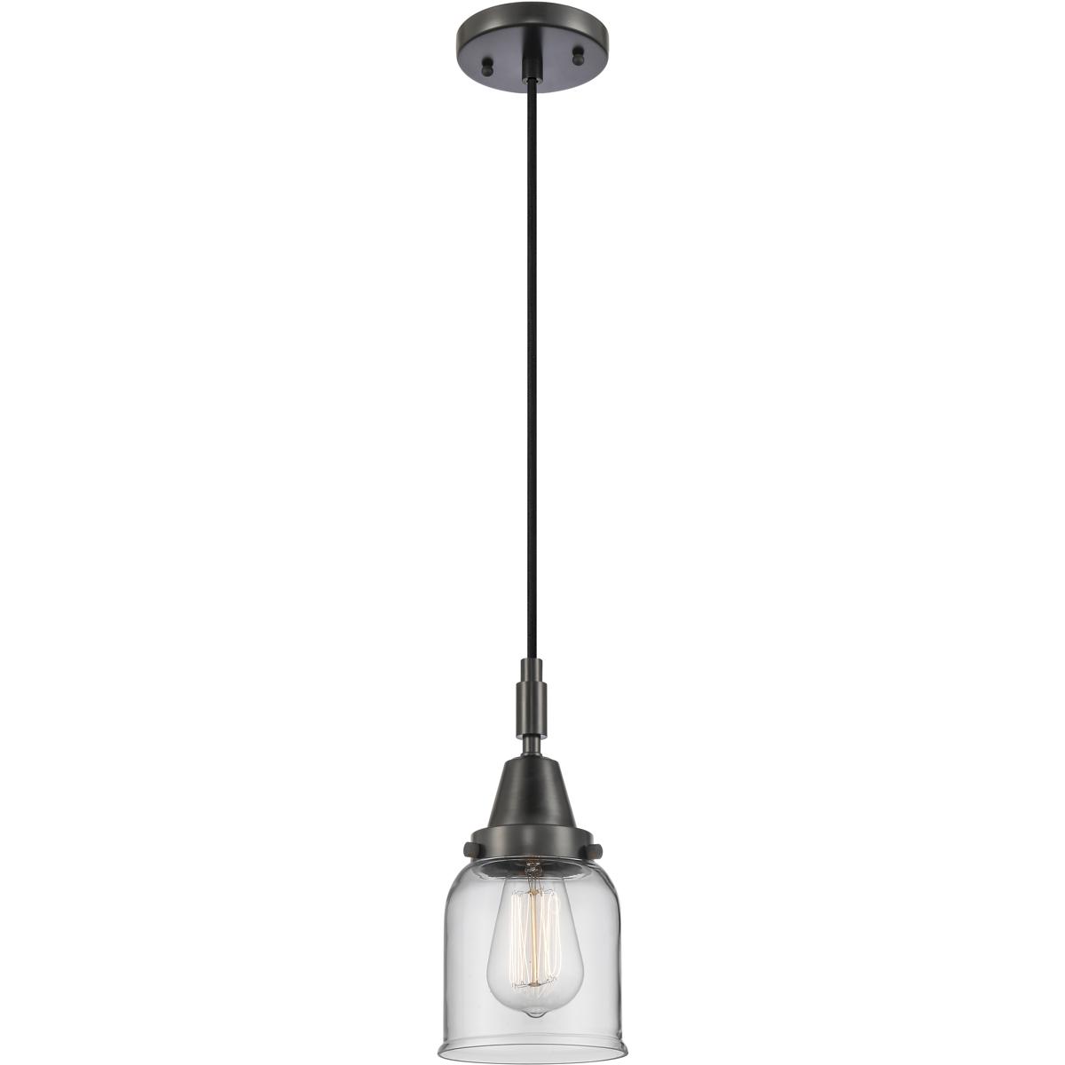 Innovations Lighting 447-1P-BK-G52 Bell 1 Light 5 inch Matte Black Mini Pendant Ceiling Light in Clear Glass