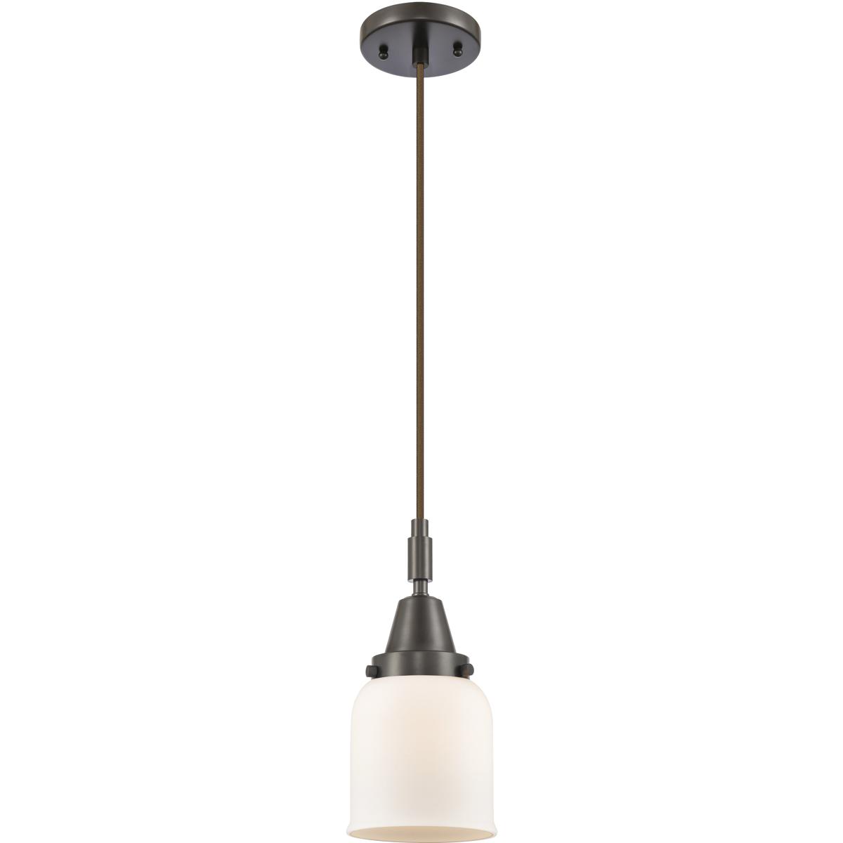 Innovations Lighting 447-1P-OB-G51 Bell 1 Light 5 inch Oil Rubbed Bronze Mini Pendant Ceiling Light in Matte White Glass