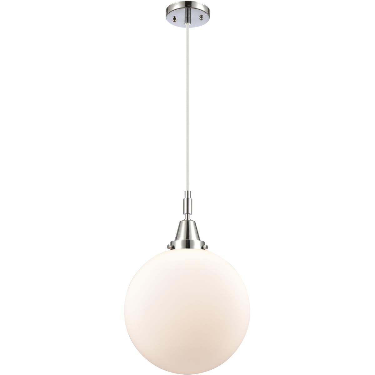 Innovations Lighting 447-1P-PC-G201-12 Beacon 1 Light 12 inch Polished Chrome Mini Pendant Ceiling Light in Matte White Glass