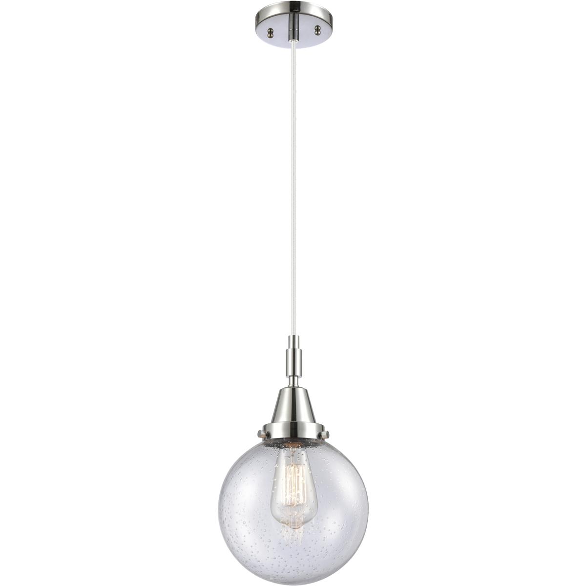 Innovations Lighting 447-1P-PC-G204-8 Beacon 1 Light 8 inch Polished Chrome Mini Pendant Ceiling Light in Seedy Glass