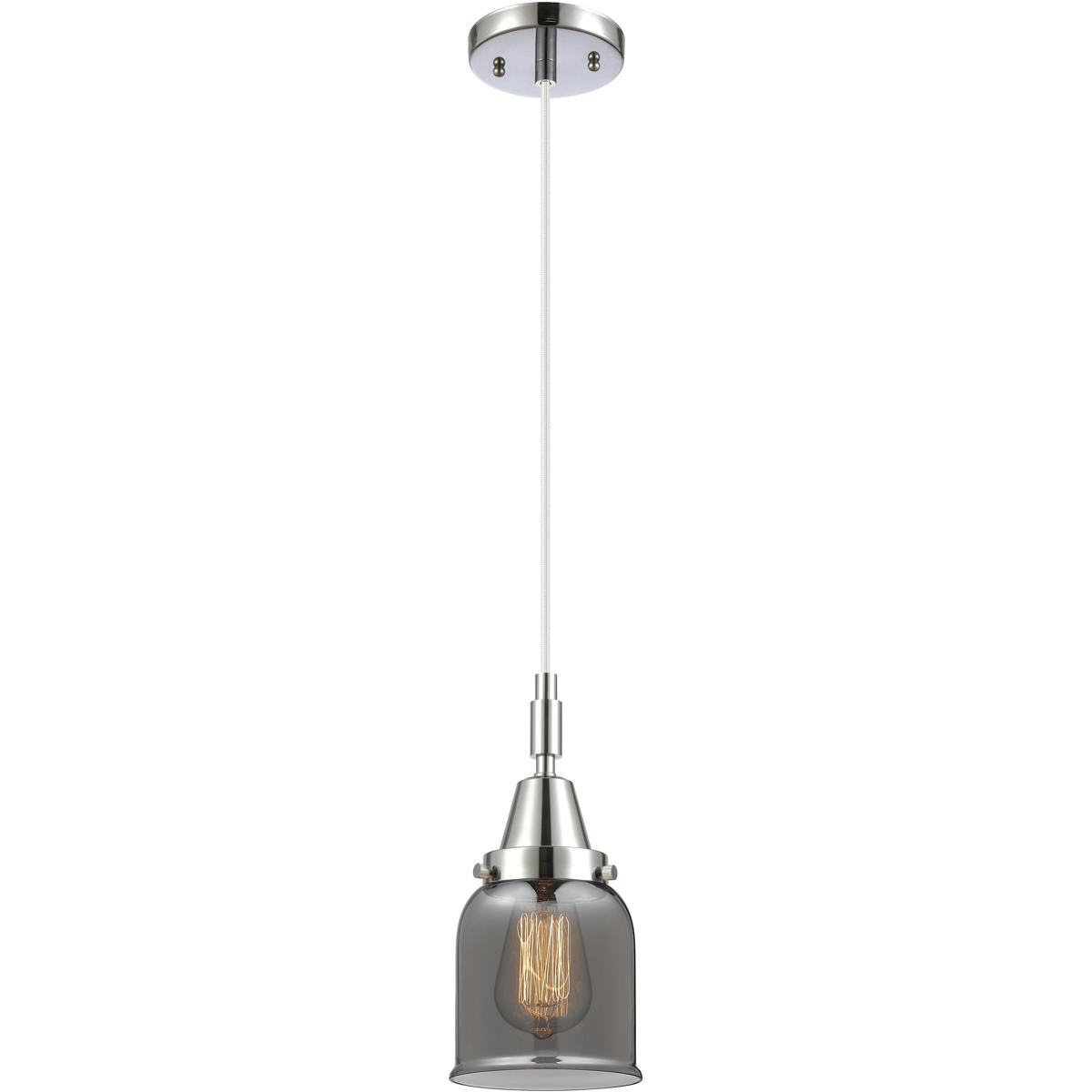 Innovations Lighting 447-1P-PC-G53 Bell 1 Light 5 inch Polished Chrome Mini Pendant Ceiling Light in Light Smoke Glass