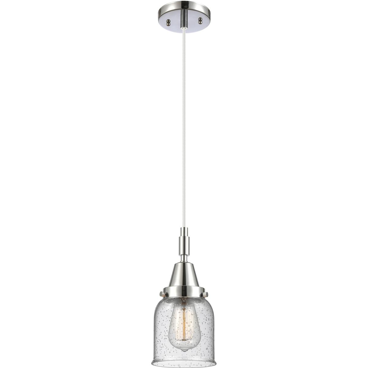 Innovations Lighting 447-1P-PC-G54 Bell 1 Light 5 inch Polished Chrome Mini Pendant Ceiling Light in Seedy Glass
