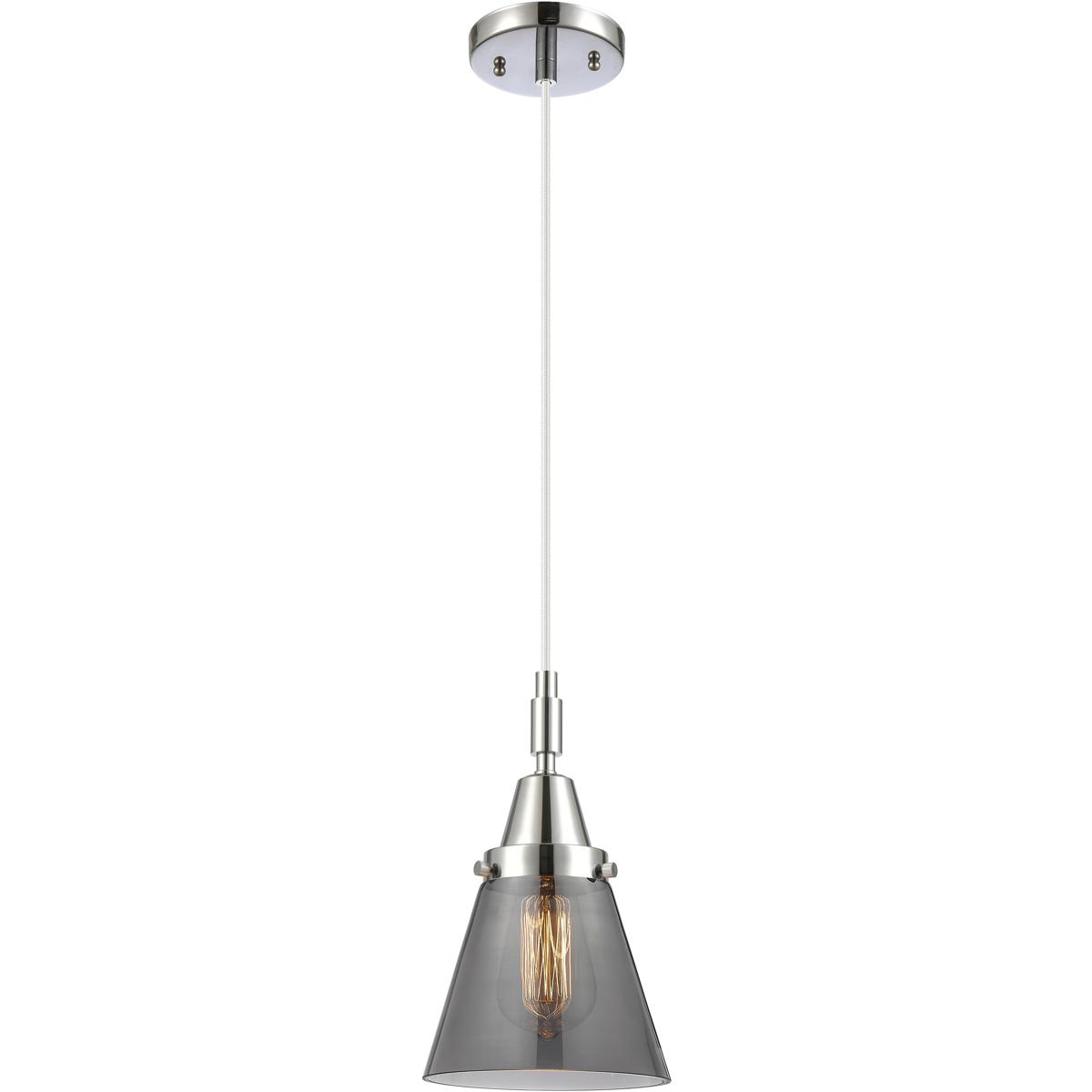 Innovations Lighting 447-1P-PC-G63 Downtown Urban Cone 1 Light 6.25 inch Polished Chrome Mini Pendant Ceiling Light in Light Smoke Glass