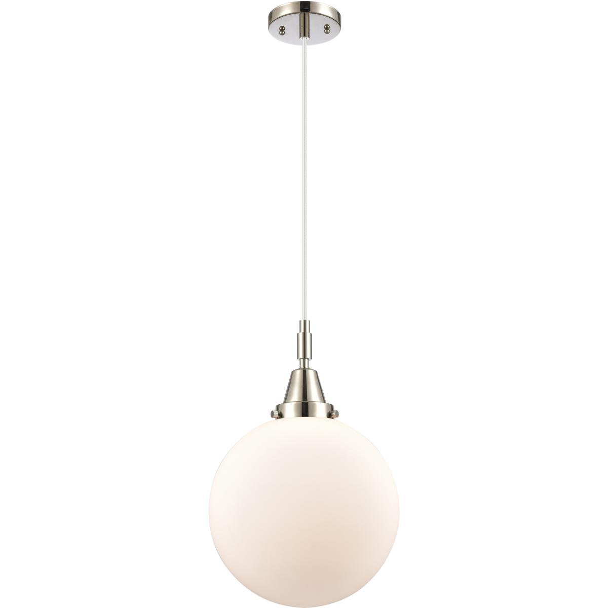 Innovations Lighting 447-1P-PN-G201-10 Beacon 1 Light 10 inch Polished Nickel Mini Pendant Ceiling Light in Matte White Glass