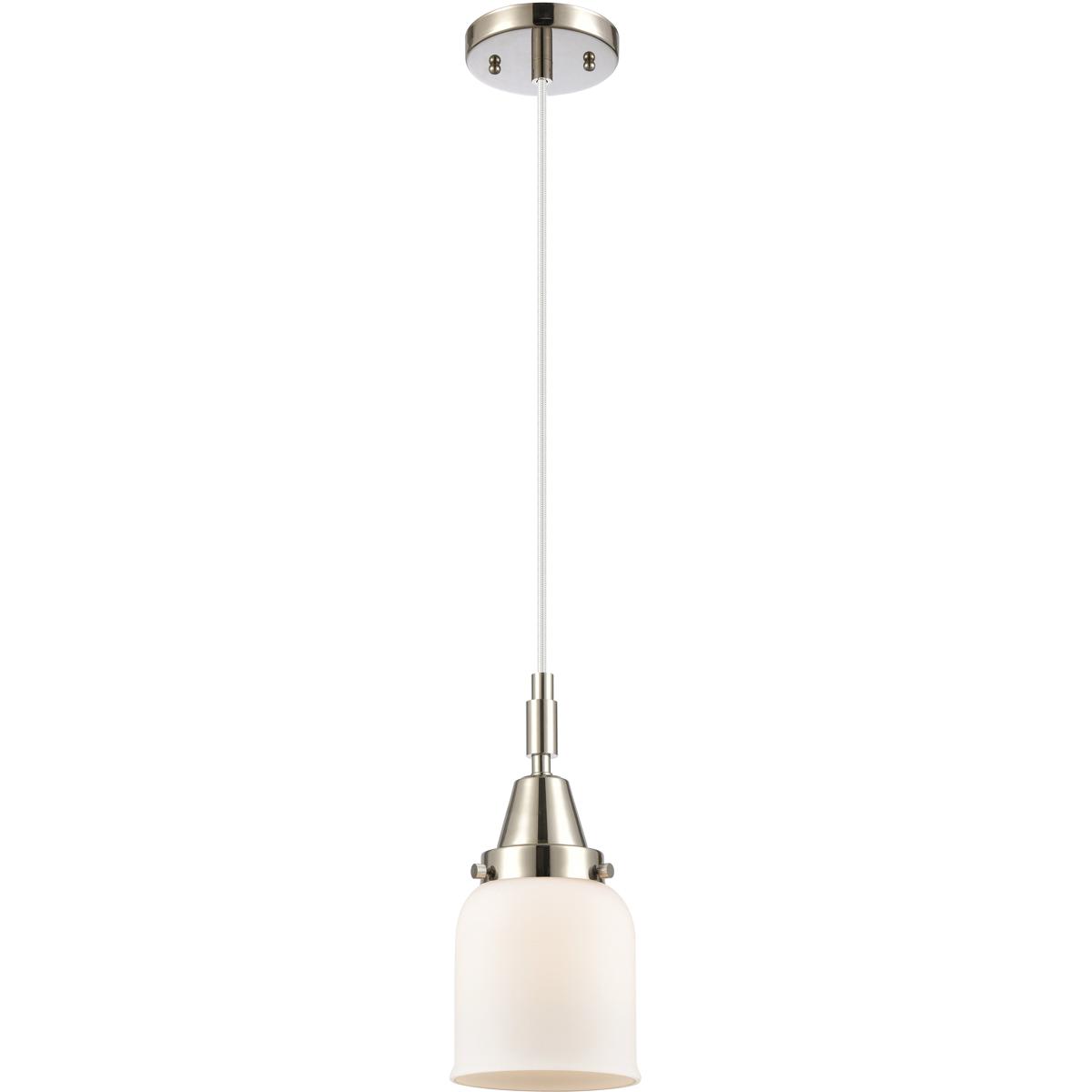 Innovations Lighting 447-1P-PN-G51 Bell 1 Light 5 inch Polished Nickel Mini Pendant Ceiling Light in Matte White Glass