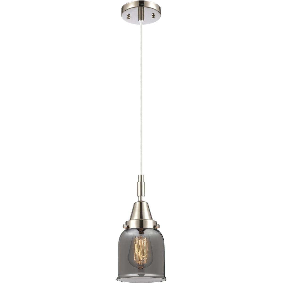 Innovations Lighting 447-1P-PN-G53 Bell 1 Light 5 inch Polished Nickel Mini Pendant Ceiling Light in Light Smoke Glass